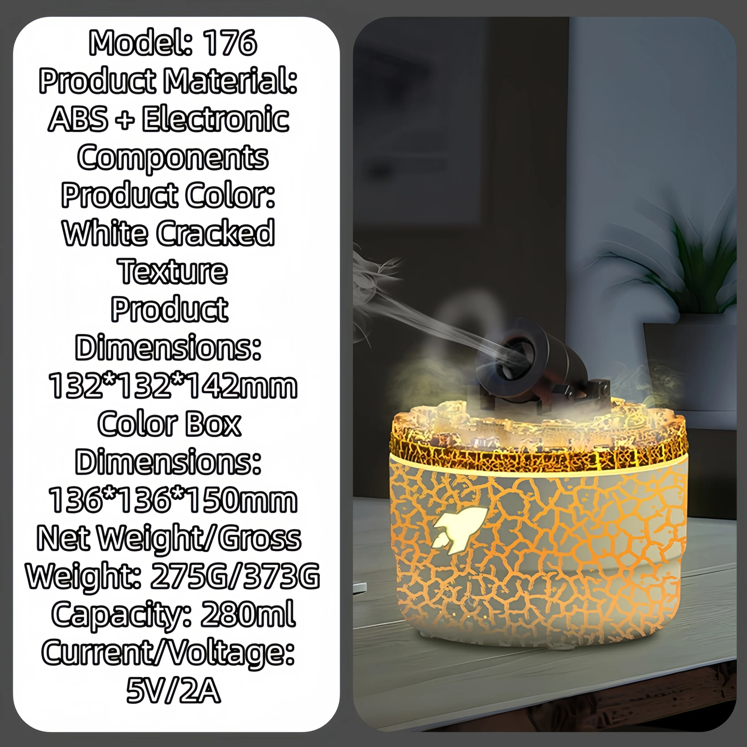 New Creative Cannon-Style Colorful Crack Humidifier - Image 4