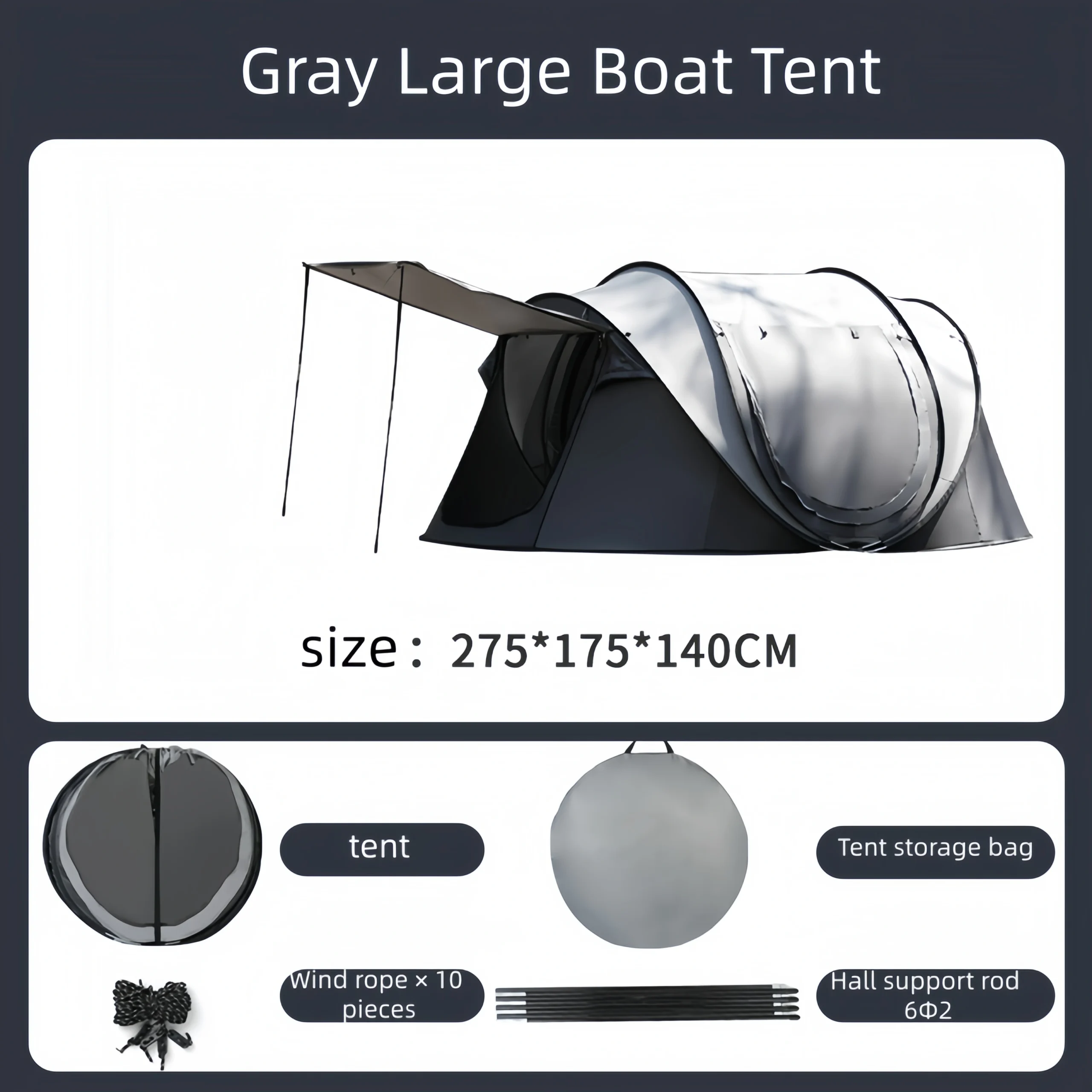 Outdoor camping pop-up tent quick-open boat tent - Image 2