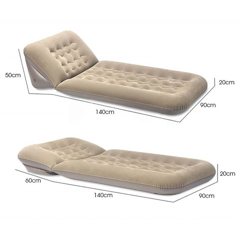 Single inflatable mattress flocked adjustable backrest air mattress - Image 3