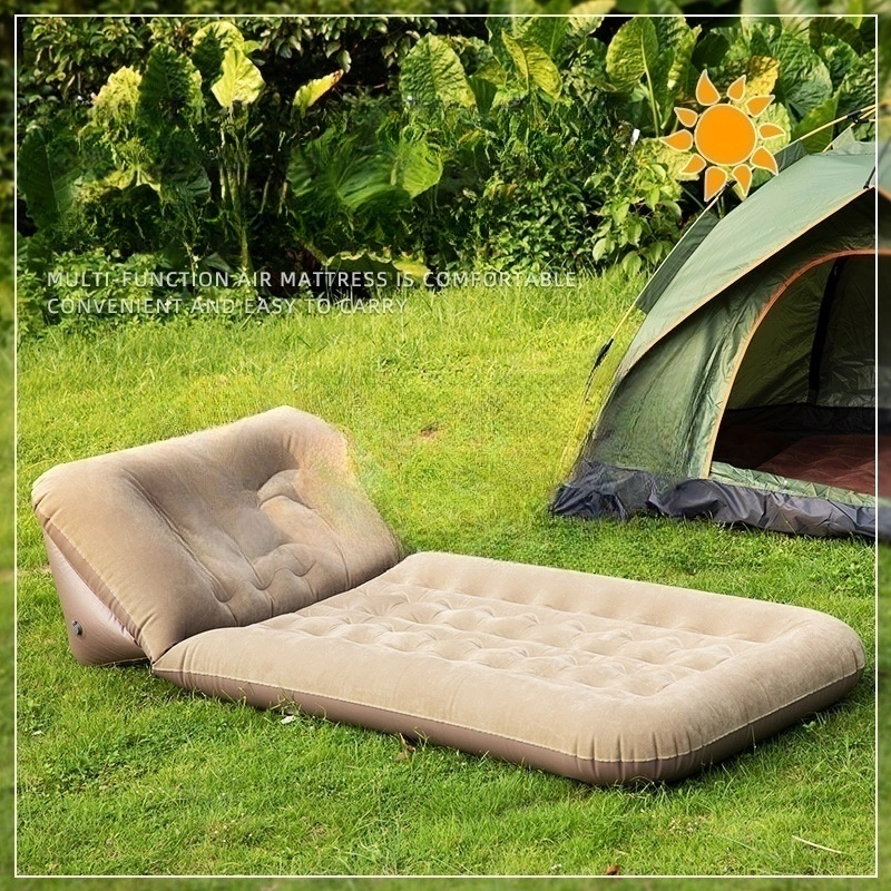 Single inflatable mattress flocked adjustable backrest air mattress - Image 2