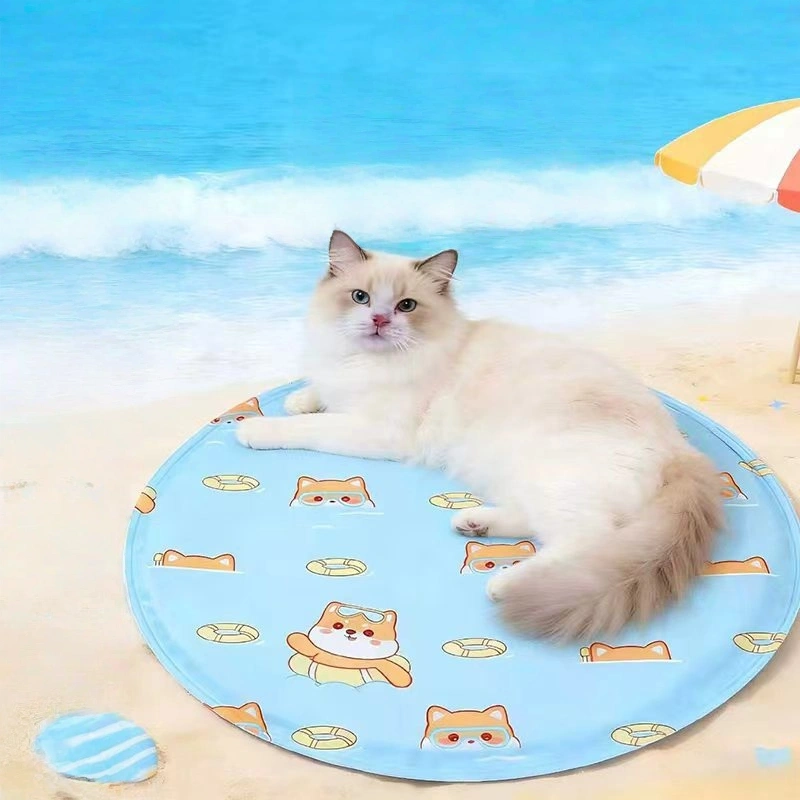 Summer Dog Cooling Mat (Round, Cartoon Design) - Image 2