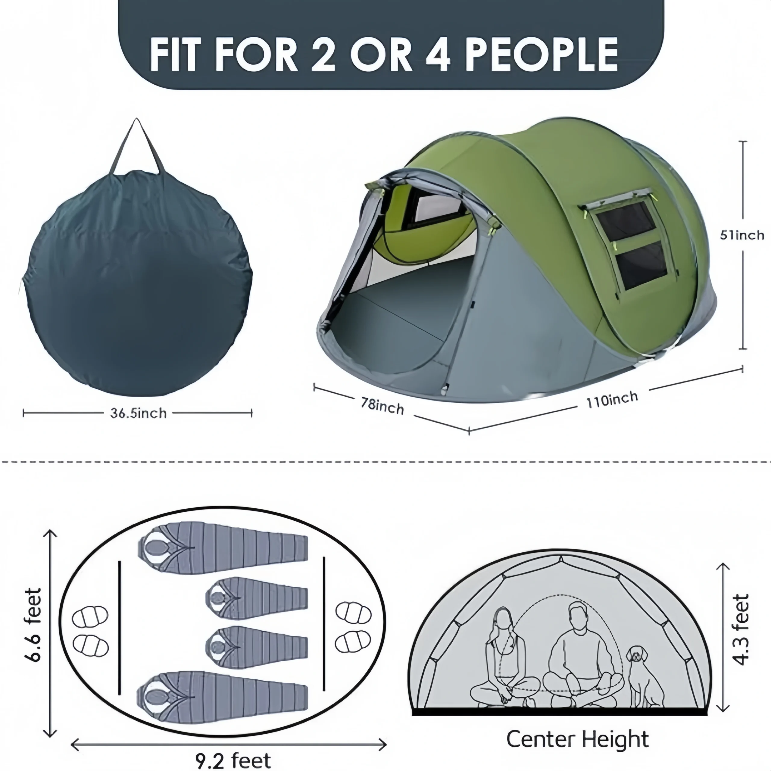 Pop-up quick-opening tent for outdoor use on grass and beaches - Image 2