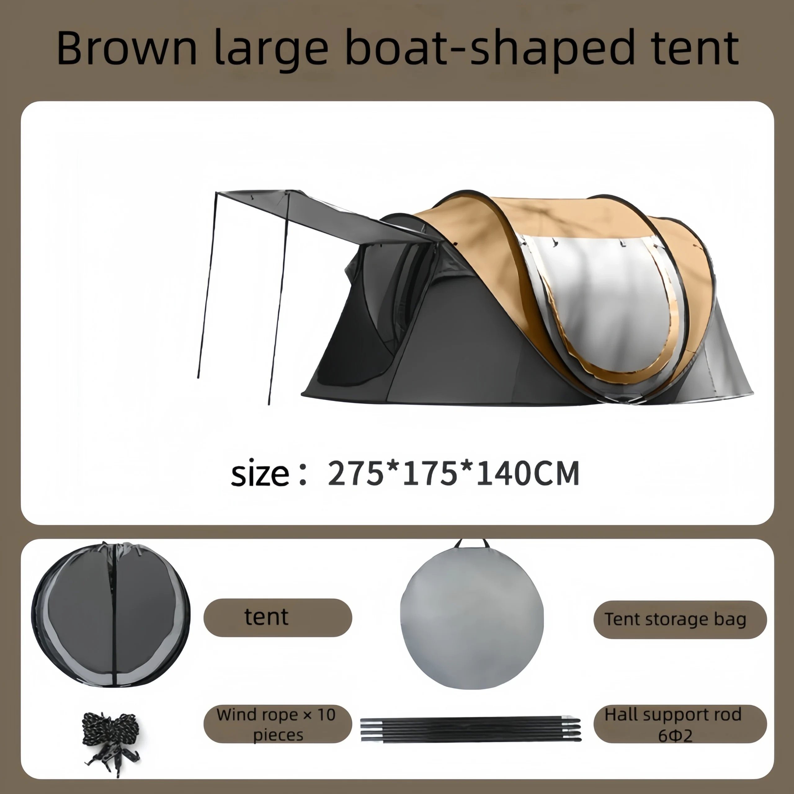 Outdoor camping pop-up tent quick-open boat tent - Image 3