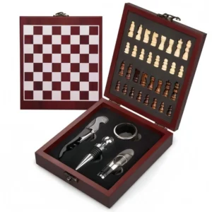 High-end stainless steel bottle opener set in a bamboo box