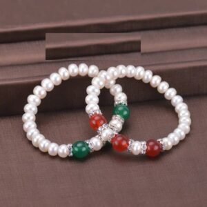 混色面包珠3个玛瑙 Pearl Bracelet