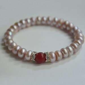 Purple Baroque Pearl Bracelet with Single Agate Bead